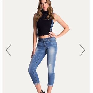 Bebe Cuffed Suspender Jeans